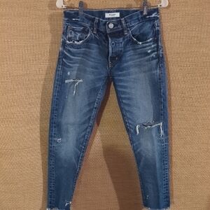 Moussy Vintage Howa Dark Blue Distressed Ankle Jeans 26